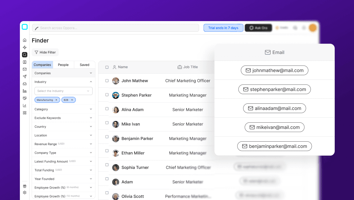 Oppora Finder showing verified dentist contacts